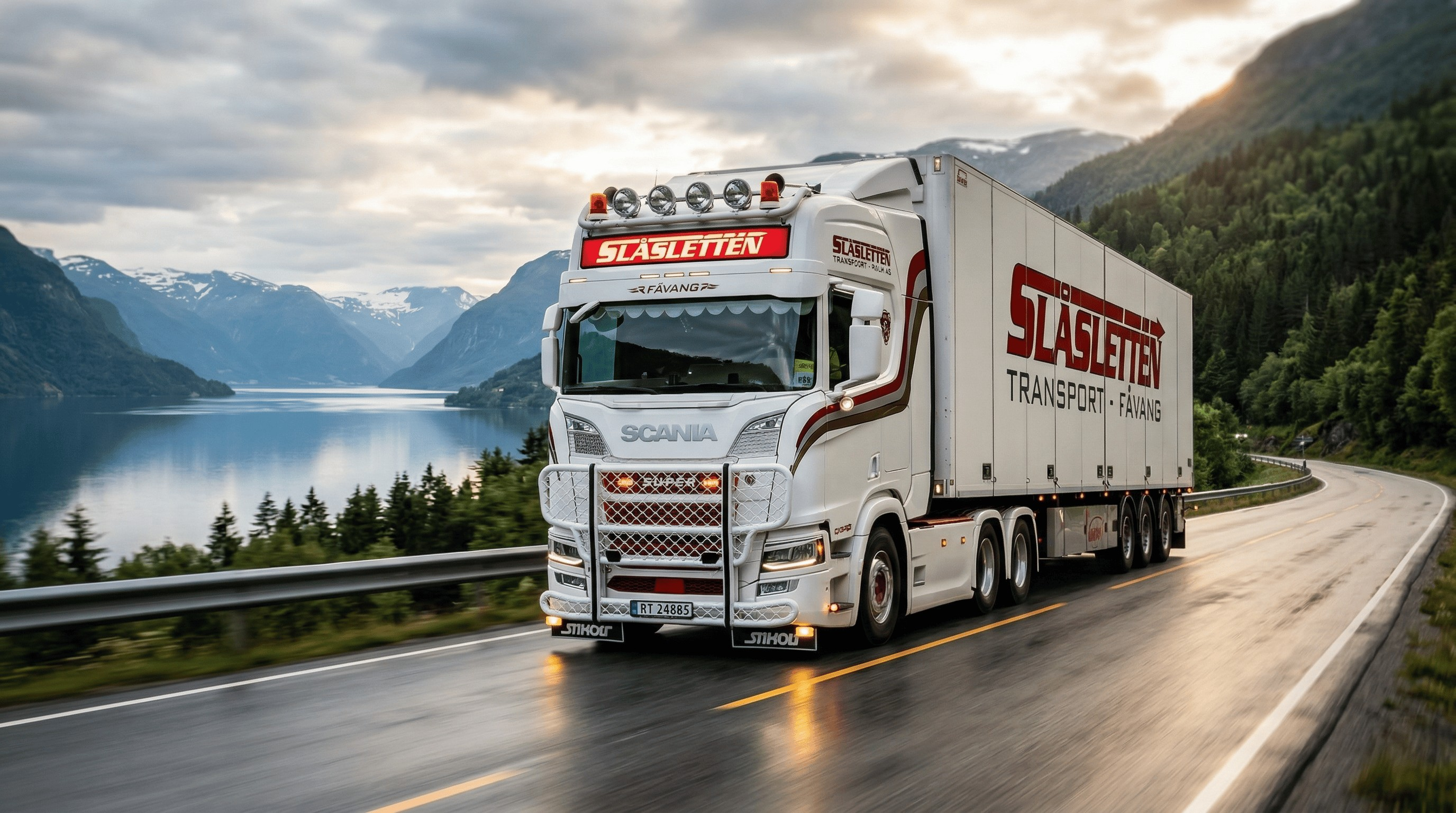 Slåsletten Transport lastebil på norsk vei